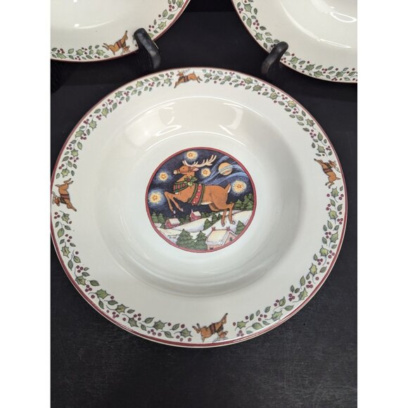 International China Stoneware Over The Housetops 9 1/4" Rimmed Bowl Lot of 3 - Picture 5 of 9